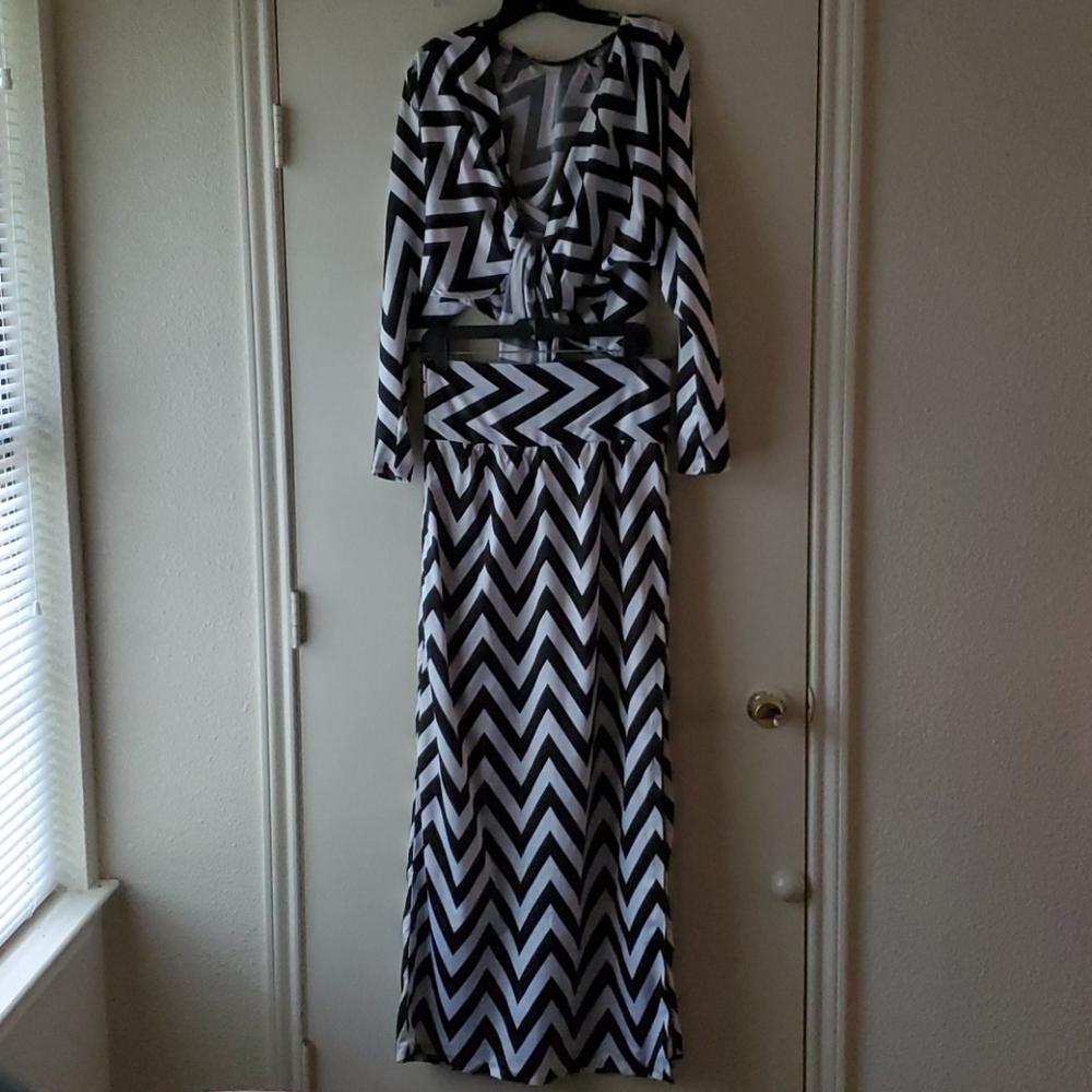 Black and White Chevron Two Piece